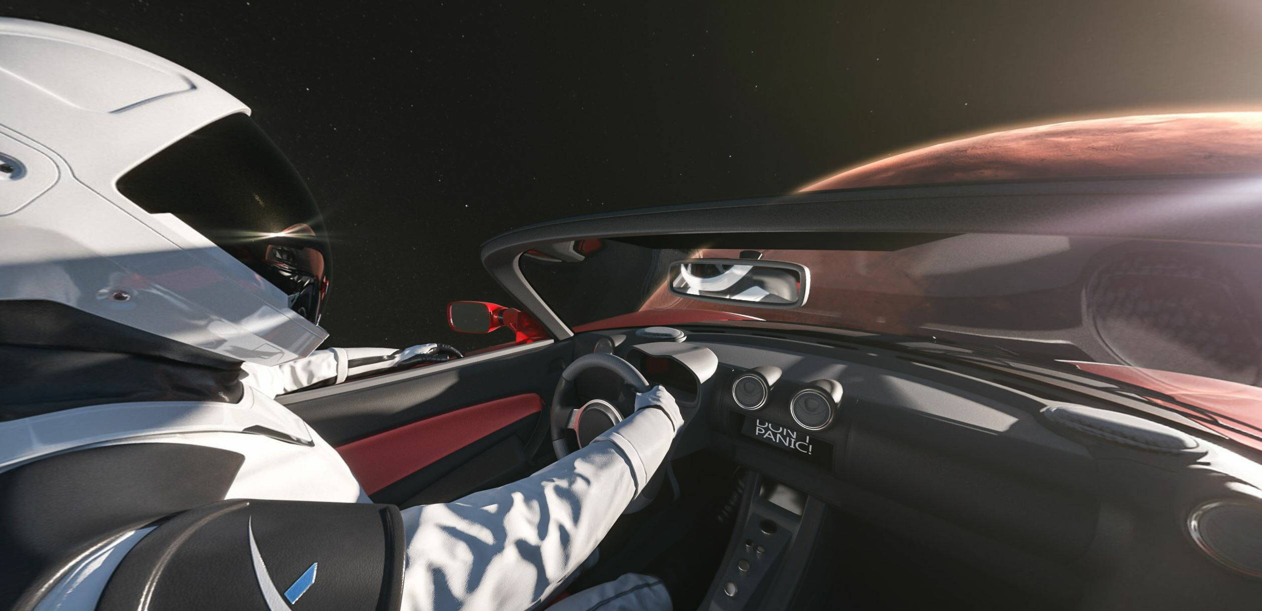 SpaceX Tesla, Visualisierung, Mars, Kunstprojekt, 3D Rendering, 360° Panorama