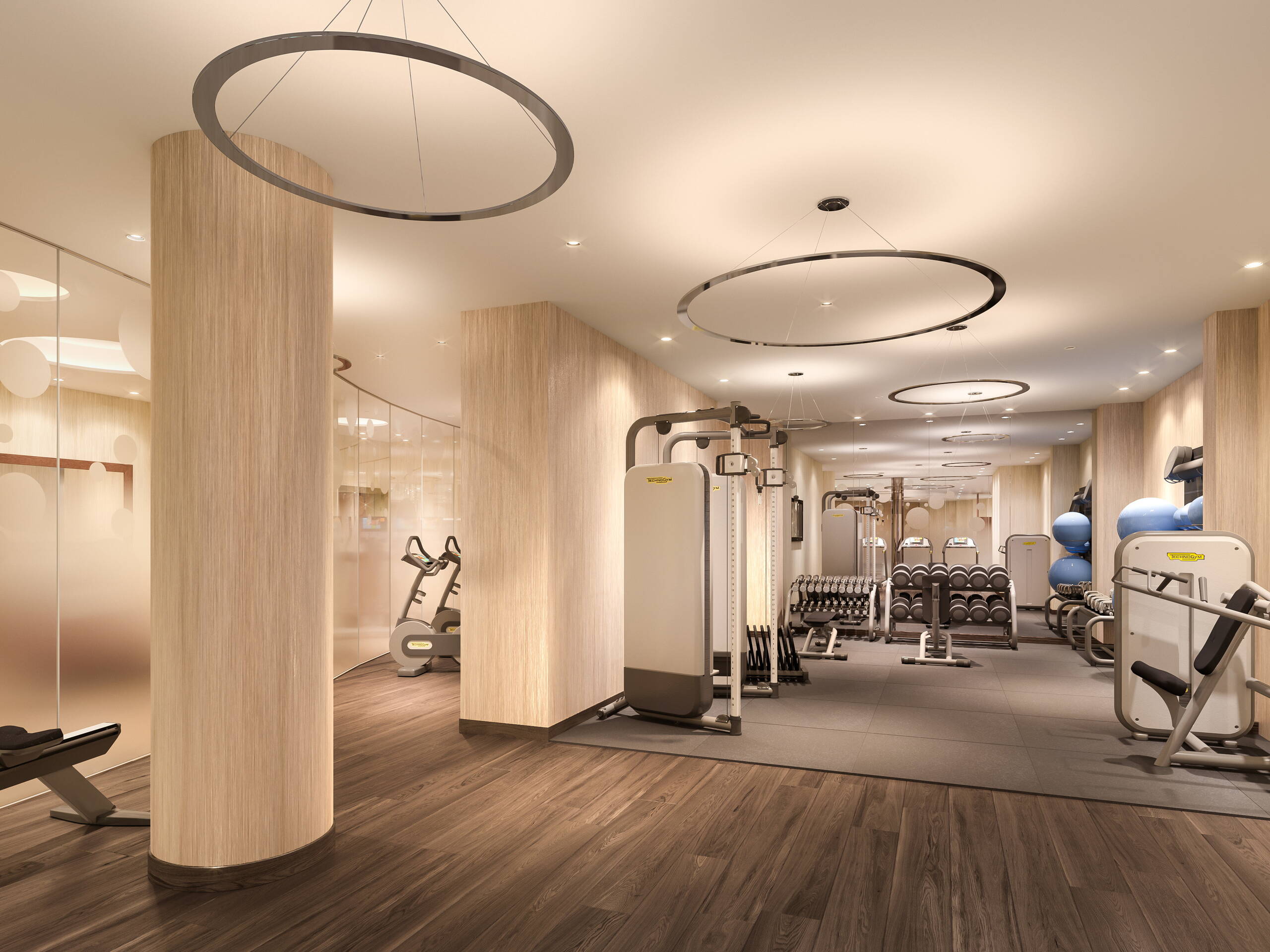 Luxusklasse, 3D Rendering, Architekturvisualisierungen, Ritz Carlton Berlin, Innenvisualisierung, Raumbilder, Gym, Fitness