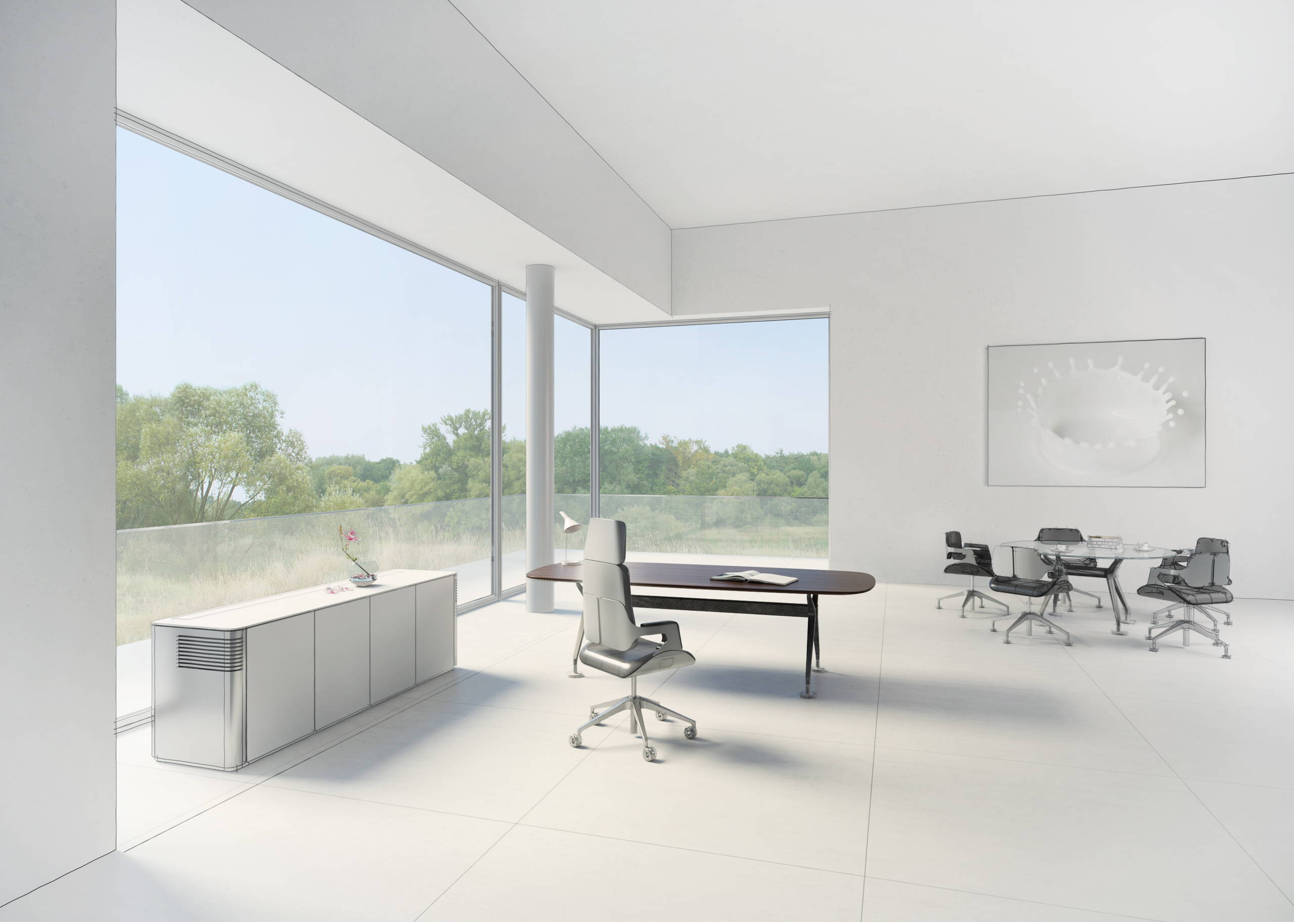 Wettbewerbsvisualisierung, Interstuhl, Messstetten, Büro, Innenvisualisierung, Raumbilder, 3D Rendering, Produktvisualisierungen