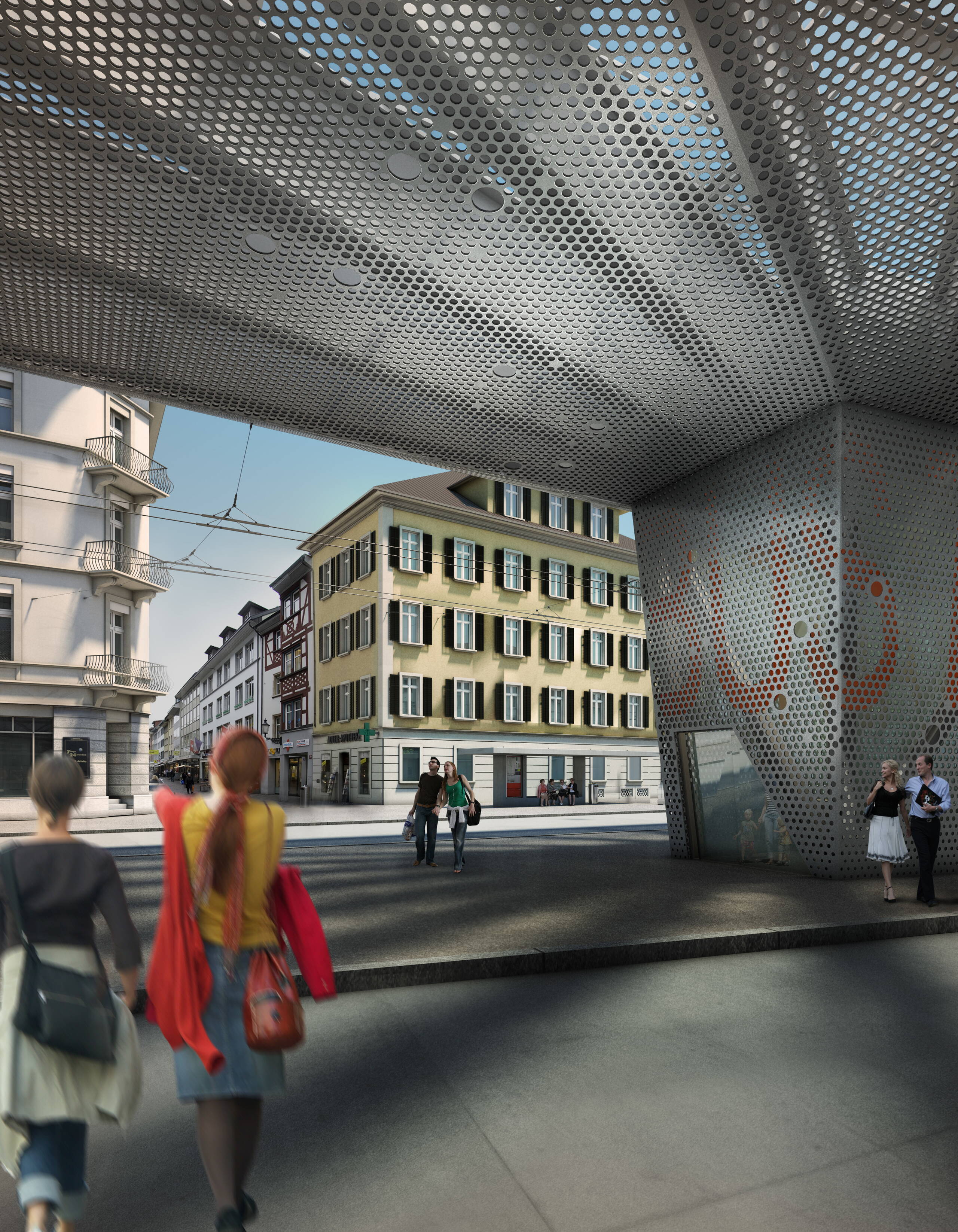 Bahnhofplatz Winterthur für Stutz und Bolt Architekten, Detail Dach, Wettbewerbsvisualisierung, Aussenvisualisierung, 3D Rendering, Architekturvisualisierungen